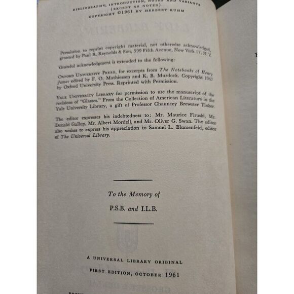 Henry James Lady Barberina and Other Tales 1st Edition 1961 Grosset Dunlap - Picture 4 of 4